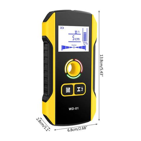 Electronic Studs Finder Handheld Wall Scanner for Wood Metal Studs Detection Detector Color Display, side view showing size and features.