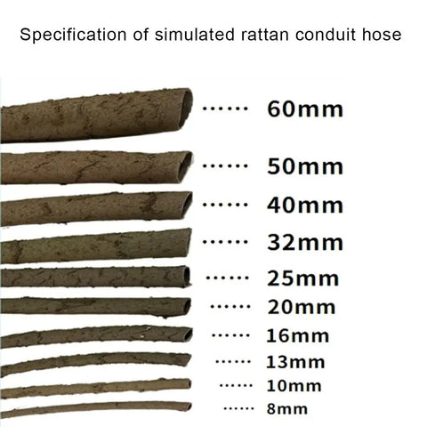 Hide Those Tangled Cables With This Smooth Waterproof Rattan Conduit Tube in various sizes from 60mm to 8mm for cable management.