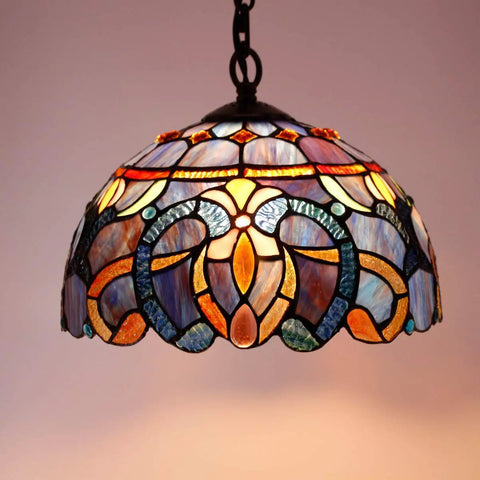 Tiffany Style Pendant Light Fixture With Blue Purple Cloud Stained Glass Hanging Lamp For A Cozy Yet Wow Factor Vibe