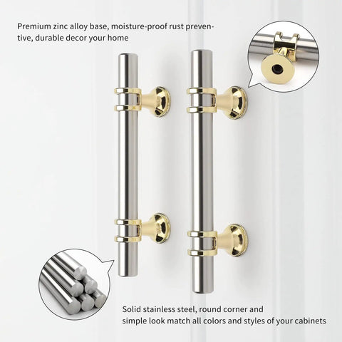 10 Pack Brushed Nickel Cabinet Pulls Barrel Handles 3 Inch Center To Center mock-up showing zinc alloy details