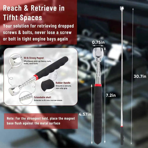 Magnetic Tool Mat Set With Wristband, Magnetic Pickup Tool And Inspection Mirror All In One Workshop Organizer For Garage Auto Repair And DIY Projects
