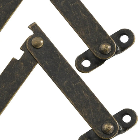 Bronze Two Piece Lid Support Hinges for Cabinet Doors, Folding Lift Up Struts, Sturdy Metal Iron Construction, 114x31mm