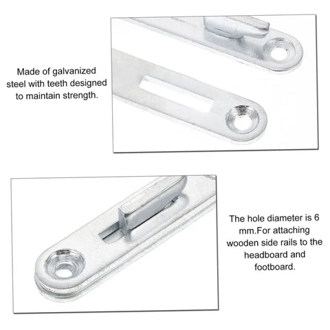 Dang Sturdy Bed Rail Brackets 6 Pack With Hook Screws And Fasteners For Securing Wood Headboards To Frames Heavy Duty Metal Furniture Hardware Quick Setup with galvanized steel and 6mm hole.