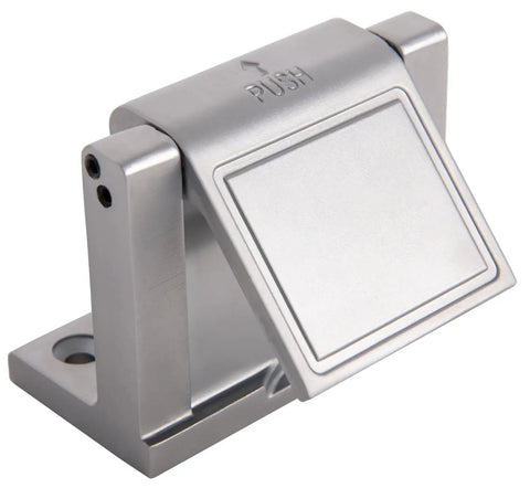 Heavy Duty Lockdown Door Reinforcer For Inswing Doors With Privacy Latch and Vent Gap, silver zinc alloy design.