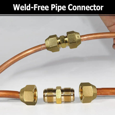 Five Eighths Inch Brass Flare Nut Set Two Pack SAE 45 Degree Flare Tube Fittings connecting copper pipes