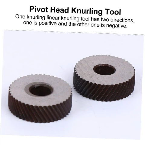 Pivot head knurling tool set showing positive and negative wheels for 3 Piece No Frills Shop Gear Knurling Tool Set For Lathe Machines.
