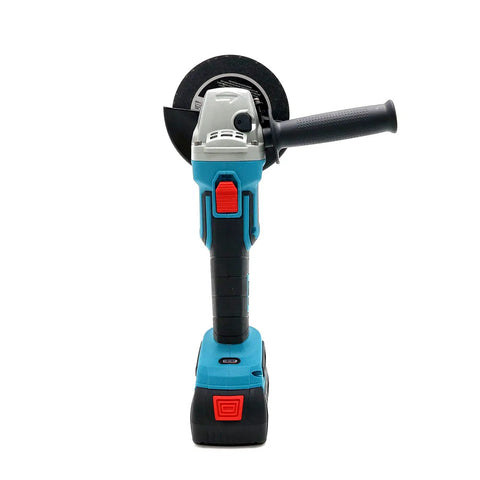 Front view of Cordless 20V Angle Grinder That Packs a Punch With 8500 RPM Brushless Motor, featuring 5-Inch 125mm disc and ergonomic handle.