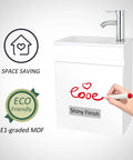 Compact 16 Inch Wall Mounted Bath Vanity With Sink Combo White Cabinet Set Chrome Faucet Pop Up Drain U Shape Drain