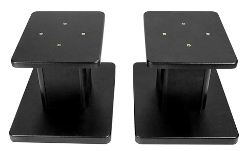 Heavy Duty 8 Inch Desktop Speaker Stands With 66 Pound Capacity, Isolation Pads, Cable Management, Solid MDF Core, Premium Finish