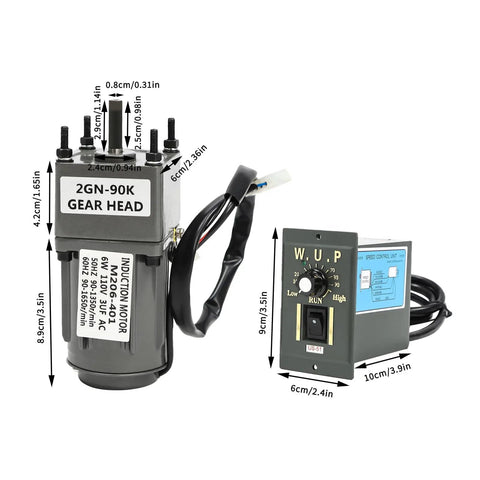 Tough As Nails 6W 110V AC Gear Reducer Motor With Speed Controller for production line, showing dimensions and specifications.