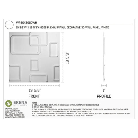 Odessa EnduraWall 3D Decorative Wall Panels 19 5 8 In W X 19 5 8 In H White 20 Per Case Covers 53.49 Sq Ft Easy Install plan