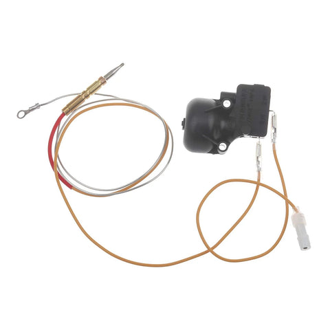 Front view of Timsec propane heater thermocouple safety assembly with black valve housing and brown sensor wire