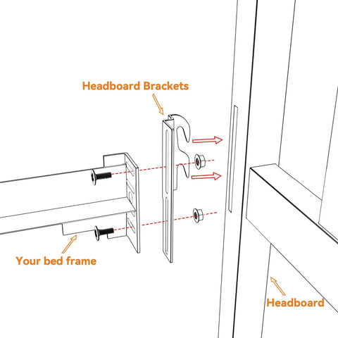 Smooth Swap Bolt To Hook Bed Frame Brackets Universal Headboard Adapter Hardware showing installation instructions with components.
