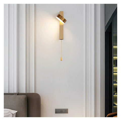 Premium Top Sleek Led Indoor Wall Lights Aluminum Nordic Sconce Fixtures Smooth Setup For Bedroom Living Room And Entryway with pull chain