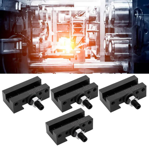 Heavy Duty 4 Piece Quick Change Boring Tool, High Carbon Steel CNC Fixture, shown in a metalworking setup with four clamps.