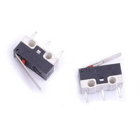 Two Twenty Five Pack AC 125V 1A Three Pin SPDT Momentary Micro Switches with Long Lever Arm for Arduino Projects