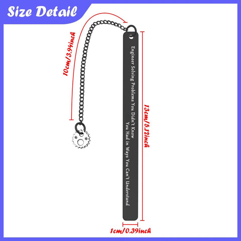 Funny Nerdy Engineer Bookmark Gift For Engineers And Engineering Students Inspiring Quote Displaying Size Details