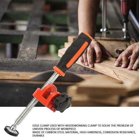 Premium Heavy Duty Woodworking Clamp With High Carbon Steel Build Made For Real Carpenters And Serious Diy Builders Cranking Out Shop Projects With Dead Serious Grip And Zero Flex, holding wood securely.