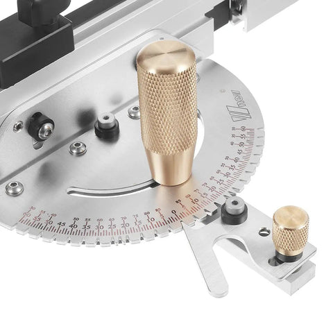 Brass Handle Miter Gauge 450mm 27 Degree With Box Joint Jig Track Stop For Table Saw And Router Durable Aluminum Alloy Rail