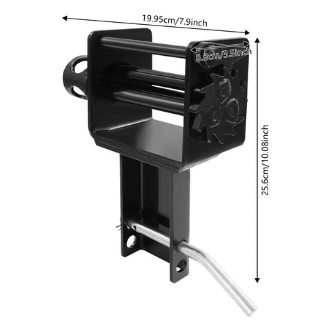 Heavy Duty Trailer Stake Pocket Winch For Cargo Securing, 2-Hole Black Ratchet, 5400 Lbs Capacity, Carbon Steel Build, side view