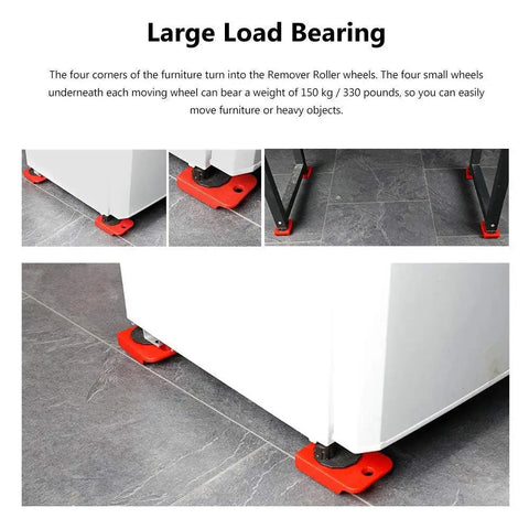 Haul Heavy Gear With Ease Use This Durable Furniture Lifter Tool Set Featuring Smooth Gliding Wheels and Sliders to Move heavy furniture with red roller supports.