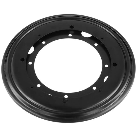 Buttery Smooth 9 Inch Lazy Susan Turntable Hardware 6 Pack Heavy Duty Cold Rolled Steel Base for Kitchen Serving Trays, top view of black base.