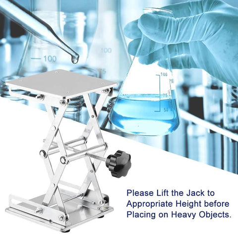 6 x 6 inch stainless steel lab scissors jack platform with adjustable lift height