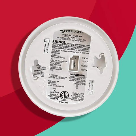 Back view of Hardwired Smoke And Carbon Monoxide Detectors 3 Pack With Battery Backup For Home Safety showing model details