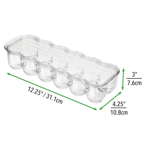 Stackable Clear Egg Organizer With Lid And Handle Fridge 12-Egg Tray Storage Bin For Fresh Easy Access And Neat Fridge Organization
