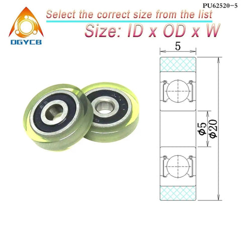 Heavy Duty PU Vending Machine Bearing Roller Polyurethane Pulley Fits 6mm Bore 22mm Diameter Deep Groove Ball Hardware with dimensions.