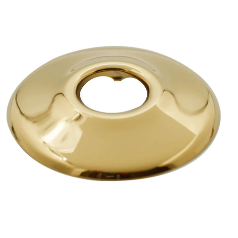 Polished brass escutcheon part of Cross Handle Compression Angle Stop Kit With Corrugated Riser Supply Line One Half Inch IPS Inlet