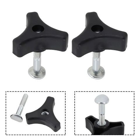 Heavy Duty Triangle Handle Knob Nut And Bolt Set For Lawn Mower Replacement 2 Pack Sturd Plastic Fastener 50 Mm Long Secure Connection Durable Parts. black plastic mower handle knob and bolt set, 2 pack
