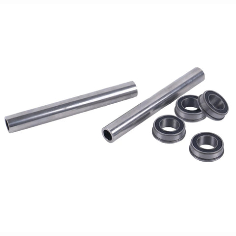 2X Stainless Steel Front Wheel Bushing To Bearing Conversion Kit With Axles For TimeCutter ZS5000 SS5000 MX5060 Mowers, showing steel tubes and bearings.