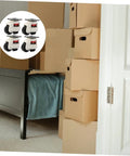 Heavy Hitting Workbench Leveling Casters Four Pack Swivel Transport Wheels on a shelf beside stacked cardboard boxes.