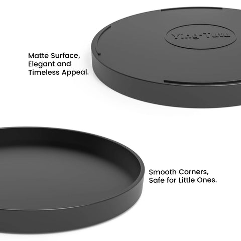 Slick Round Black Abs Vanity Tray For Bathroom Counter 9 Inch Durable Water Proof Dresser Organizer For Perfume Candles And Soap Holders Clean Home Storage Flex smooth matte finish and edge design