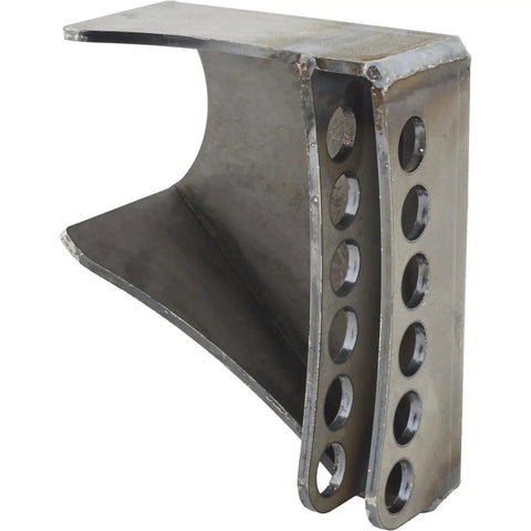 Rear Panhard Bar Bracket For Three Inch Axle Tube With Six Three Quarter Inch Adjustable Holes, Heavy Duty Mount For Smooth Roll Center Change And Precise Bar Angle On Off Road Suspensions. Weld-on steel bracket with six adjustment holes
