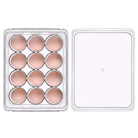 Stackable Egg Holder Organizer For Fridge And Freezer With Clear BPA Free Tray And Lids 12 Egg Capacity top view