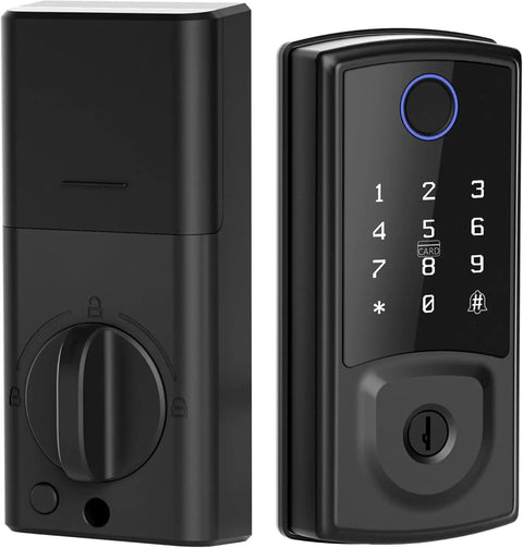 Slick Smart Deadbolt Wireless Keyless Entry Digital Lock For Front Door showing keypad and knob for easy installation.
