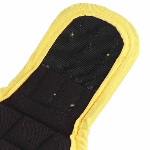 Adjustable Magnetic Wristband For Screws And Small Metal Parts, Durable Nylon Strap Built For DIY Pros, Home Renovation, Woodworking And Crafts, Keeps Fasteners Handy And Within Reach On The Job, black and yellow nylon wrist strap close-up