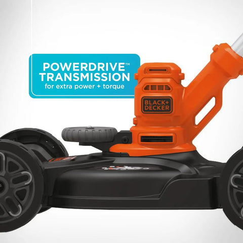 Side view of 3-In-1 Electric Lawn Mower Weed Eater And Edger For Small Yards Corded 12-Inch 6.5 Amp Powerdrive Motor