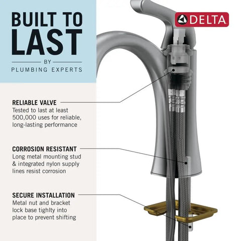 Cross-section of Modern Single Hole Chrome Bathroom Faucet With Single Handle 0.5 GPM Low Flow Push Pop Up Drain Ceramic Disc Valve