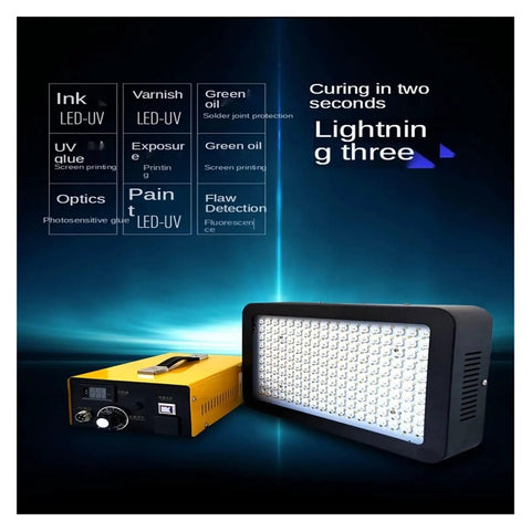 Heavy Duty 1800W UV Curing Lamp Featuring Adjustable Output And Chill Cold Light For Fast Resin Curing Shadowless Glue And 3D Print Ink Drying Solid Pick For Makers, showcasing yellow curing unit and UV lamp.