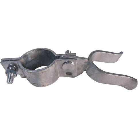 Heavy Duty Galvanized Chain Link Fork Latch With Padlock Hole For Secure Yard Gate Setup Fits 1-3/8-Inch Frame And 2-7/8-Inch Post Case Of 25 close-up view of durable metal latch with threaded bolt.