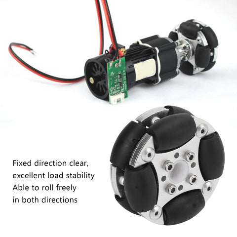 48mm omnidirectional robot wheel with motor, suitable for robotics, showing versatility and durability in competition settings.