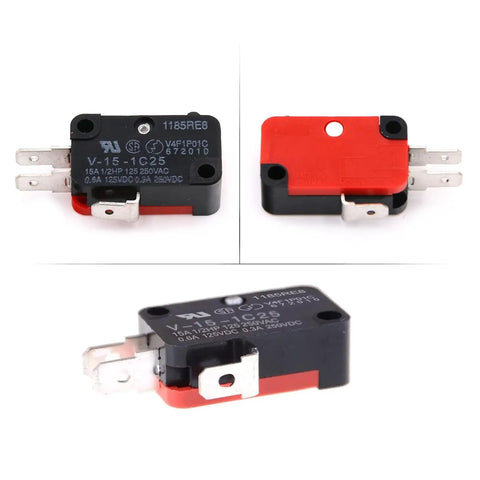 Cherry Micro Limit Switch SPDT Snap Action Button For Microwave Door And Arcade Projects 125V 250V 15A V-15-1C25 on black and red body