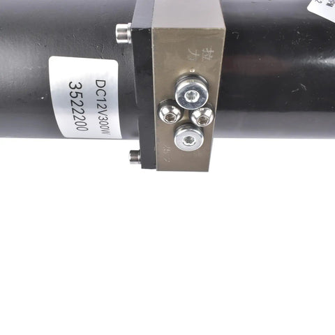 Close-up of Heavy Duty Knockout Hydraulic Linear Actuator With 12V DC Motor And 8 Inch Stroke Delivering 1700 Pounds Of Force.