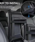 Tesla Model Y And Model 3 Armrest Cover Custom Fit Center Console Lid Protector with Premium Soft Leather installation view