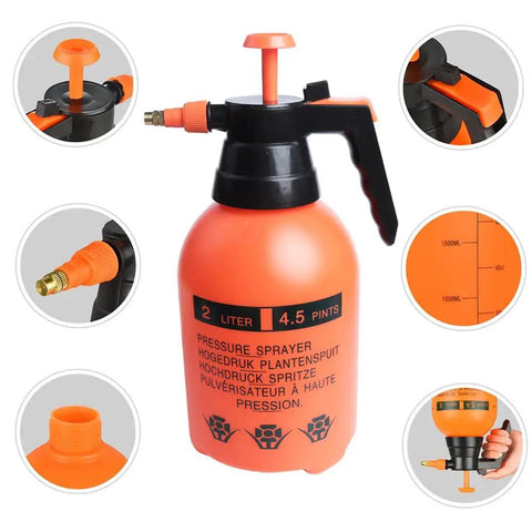 Hand Held Garden Sprayer 0.5 Gallon 68 Oz With Adjustable Brass Nozzle For Lawn Care, Pet Bathing, Car Wash And Home Cleaning