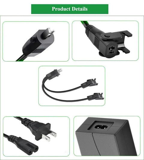 Recliner Power Cord Replacement 2 Pin AC DC Switching Power Supply For Electric Recliners 29V, 2-pin plug and Y-splitter cable
