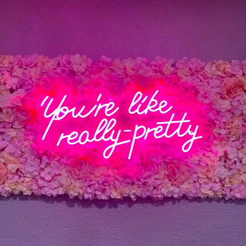 You Are Really Pretty Pink Led Neon Sign For Indoor Bedroom Decor Wall Art Backdrop 25.5x11.8 Inches Flexible Silicone Neon Light